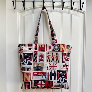 Harrods PVC Coated Cotton Canvas Tote Bag with Waterproof Lining & Zip Closure